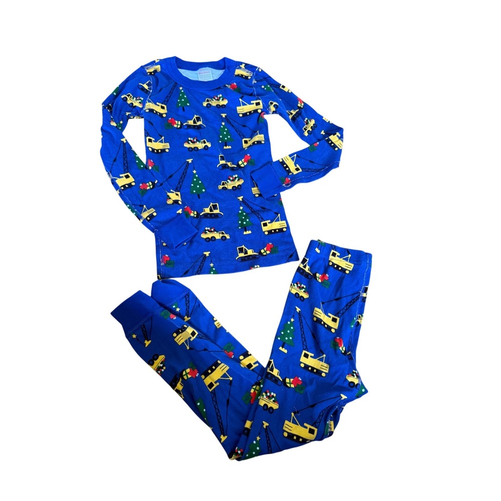 Hanna Andersson organic cotton construction vehicle Christmas tree print pj set
